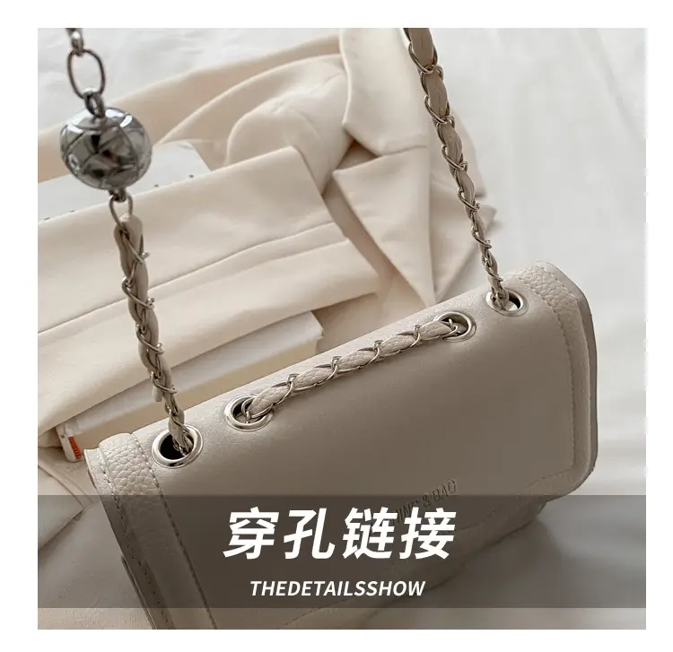 Women's White Square Chain Bag Light Luxury — feature 5