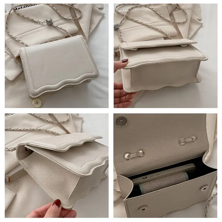 Women's White Square Chain Bag Light Luxury — feature 7