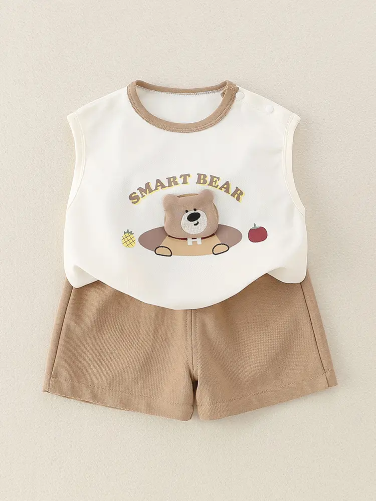 New Kidsren's Pure Cotton Bear Print Suit for Boys - Image 4