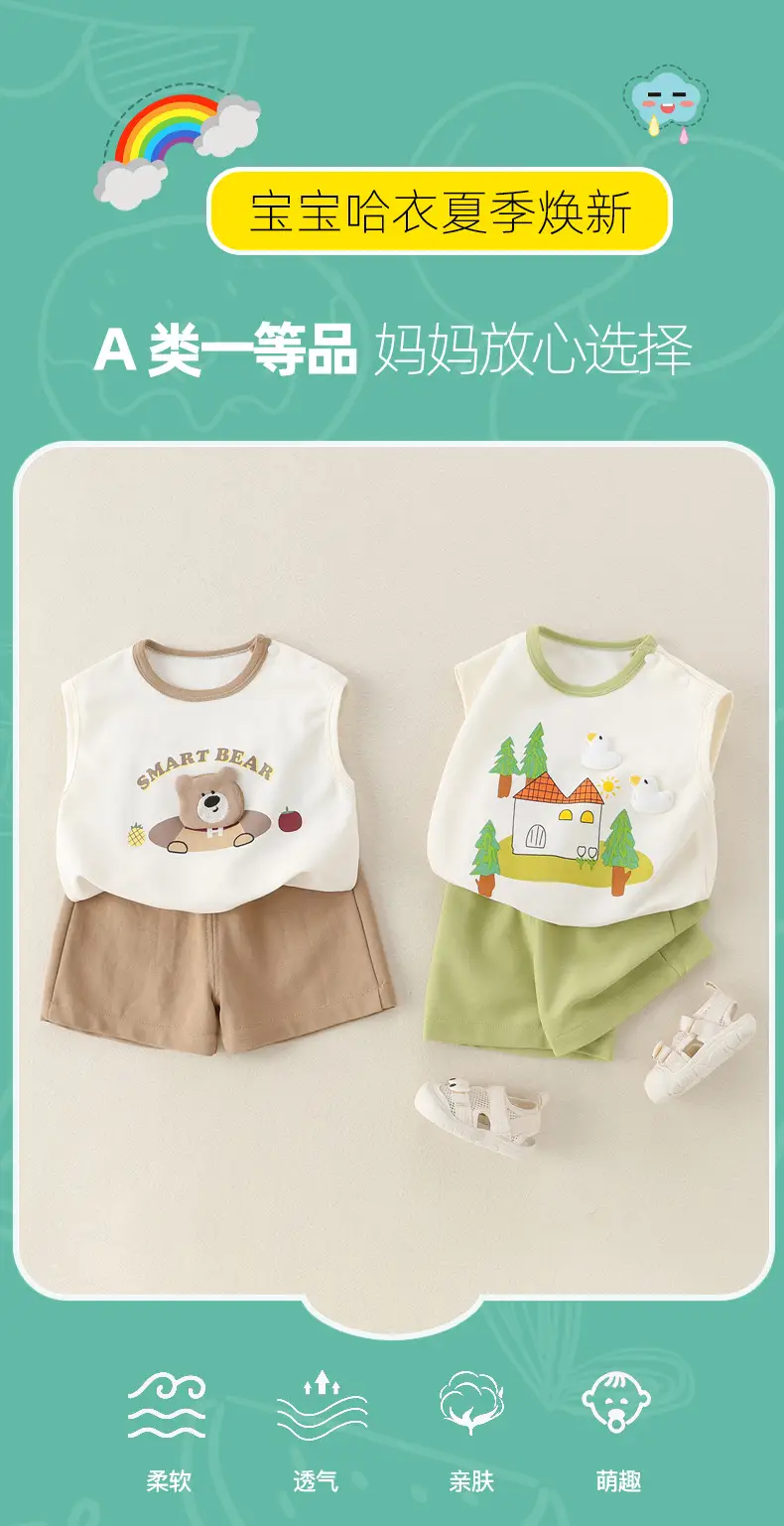 New Kidsren's Pure Cotton Bear Print Suit for Boys — feature 16