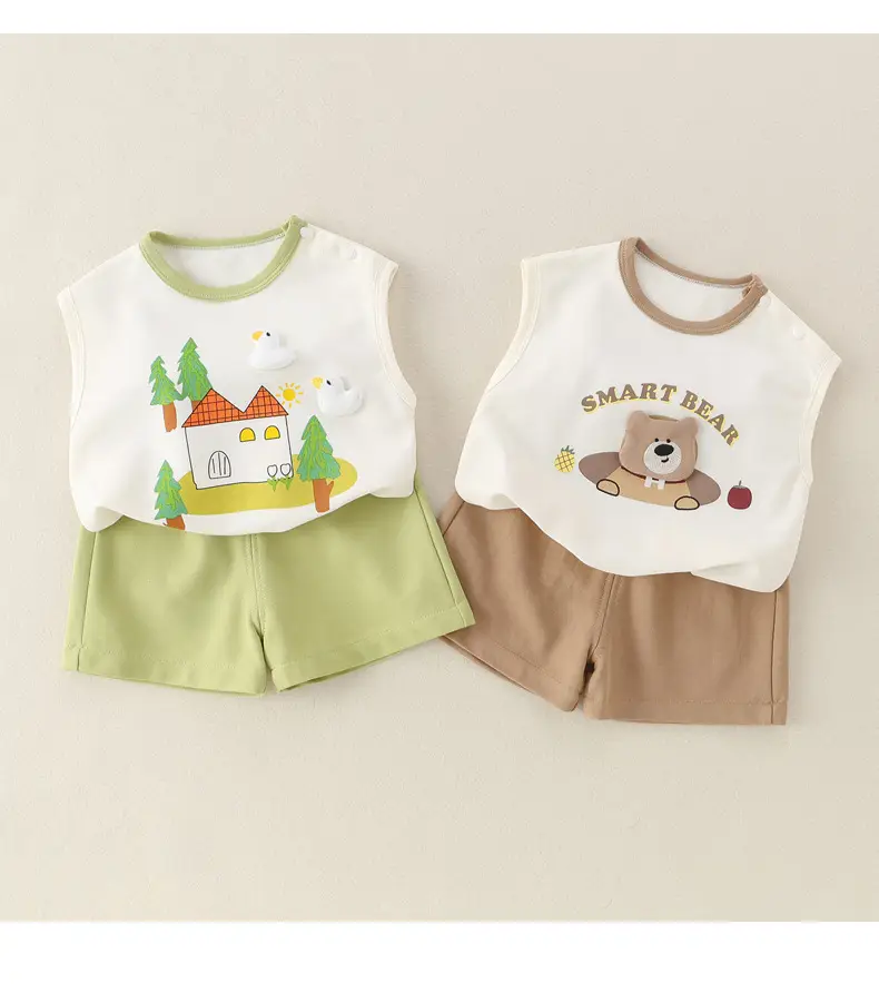 New Kidsren's Pure Cotton Bear Print Suit for Boys — feature 30