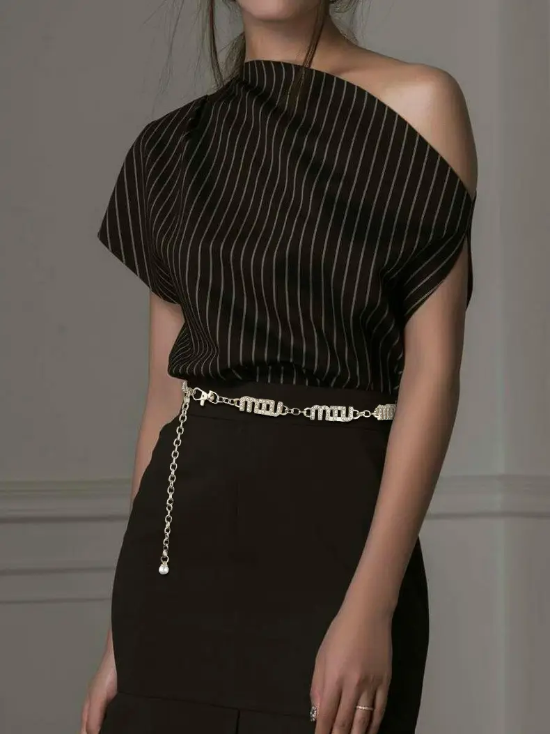 Women's Rhinestone Waist Chain Belt with Pearl Accents — feature 1