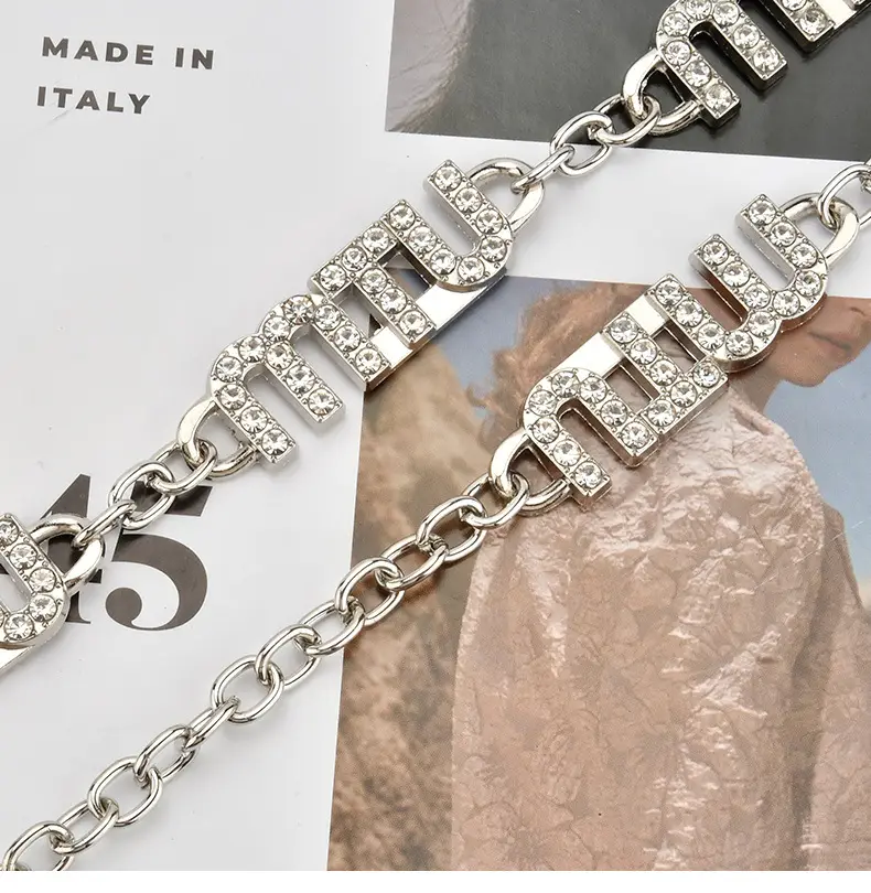 Women's Rhinestone Waist Chain Belt with Pearl Accents — feature 5