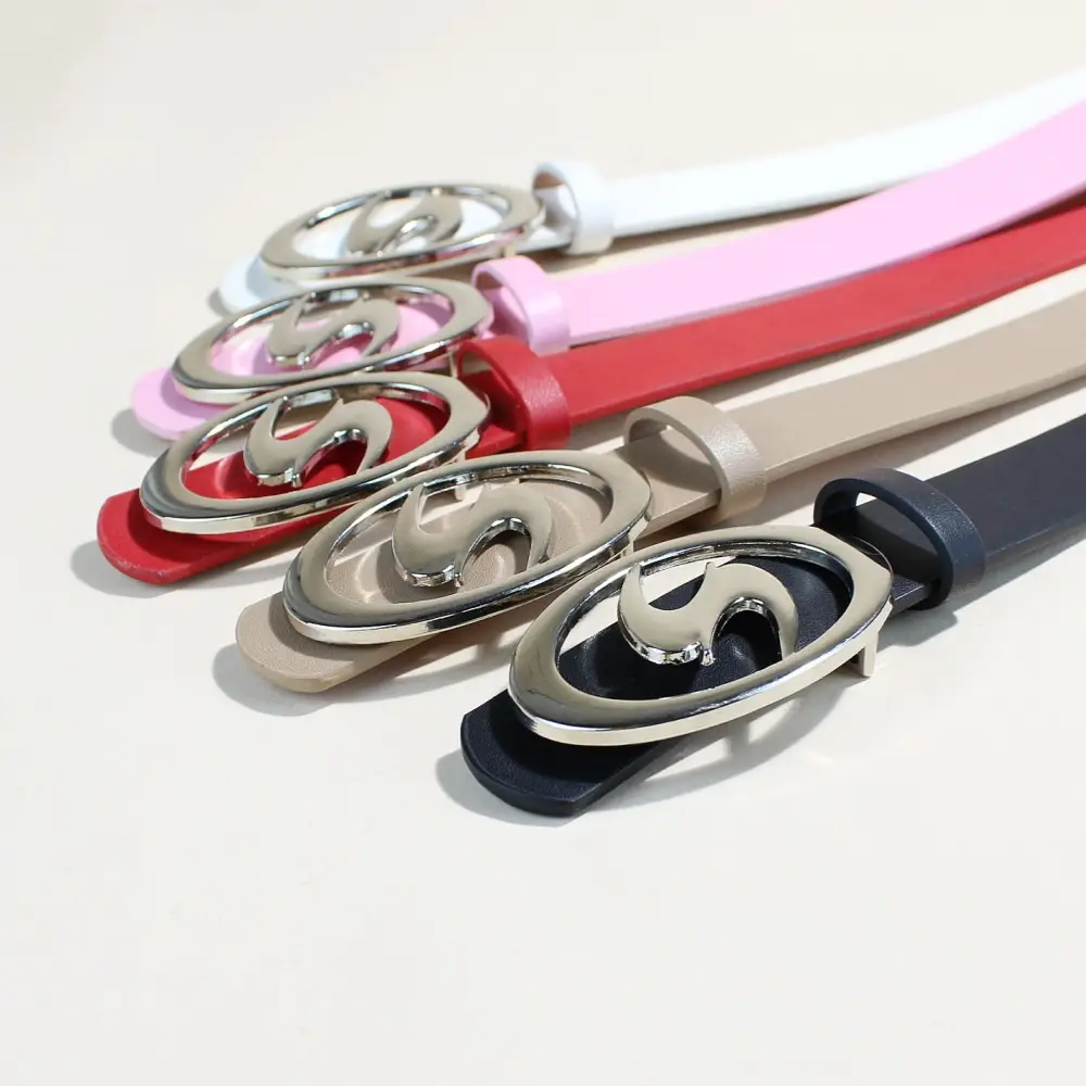 Ins Style Metal Snap Belt Women Pink Black - Image 9