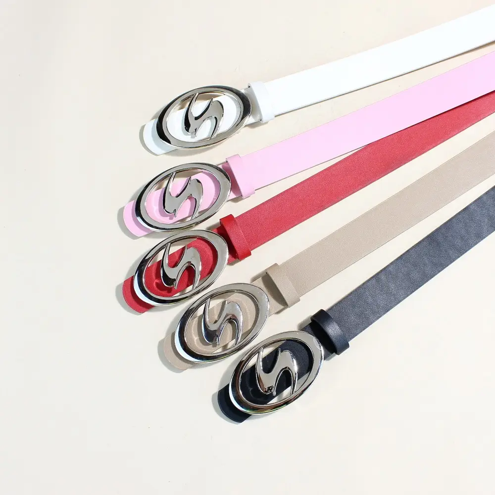 Ins Style Metal Snap Belt Women Pink Black — feature 9