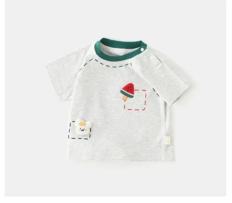 Baby Cotton Korean Style T-Shirt Black Green Class A — feature 17