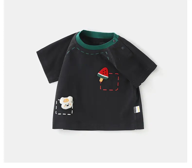 Baby Cotton Korean Style T-Shirt Black Green Class A — feature 19