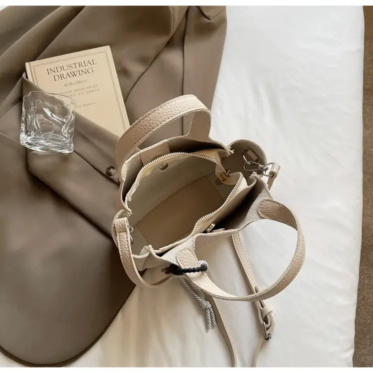 Women's Beige Crossbody Handbag with Keychain — feature 10