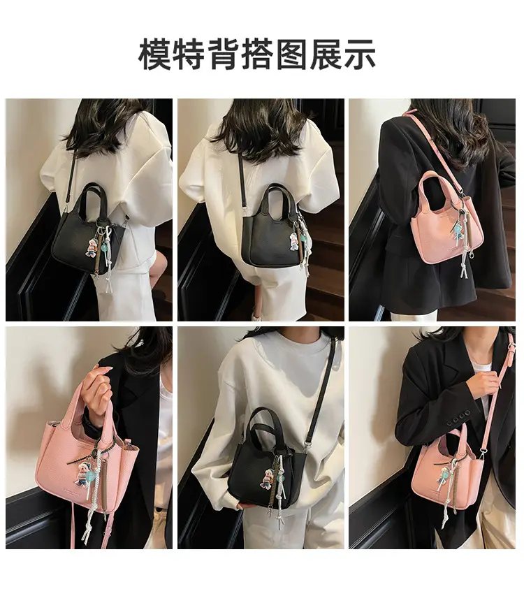 Women's Beige Crossbody Handbag with Keychain — feature 11