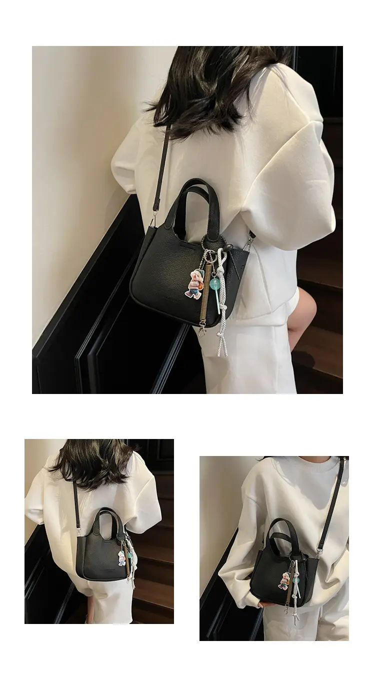 Women's Beige Crossbody Handbag with Keychain — feature 12
