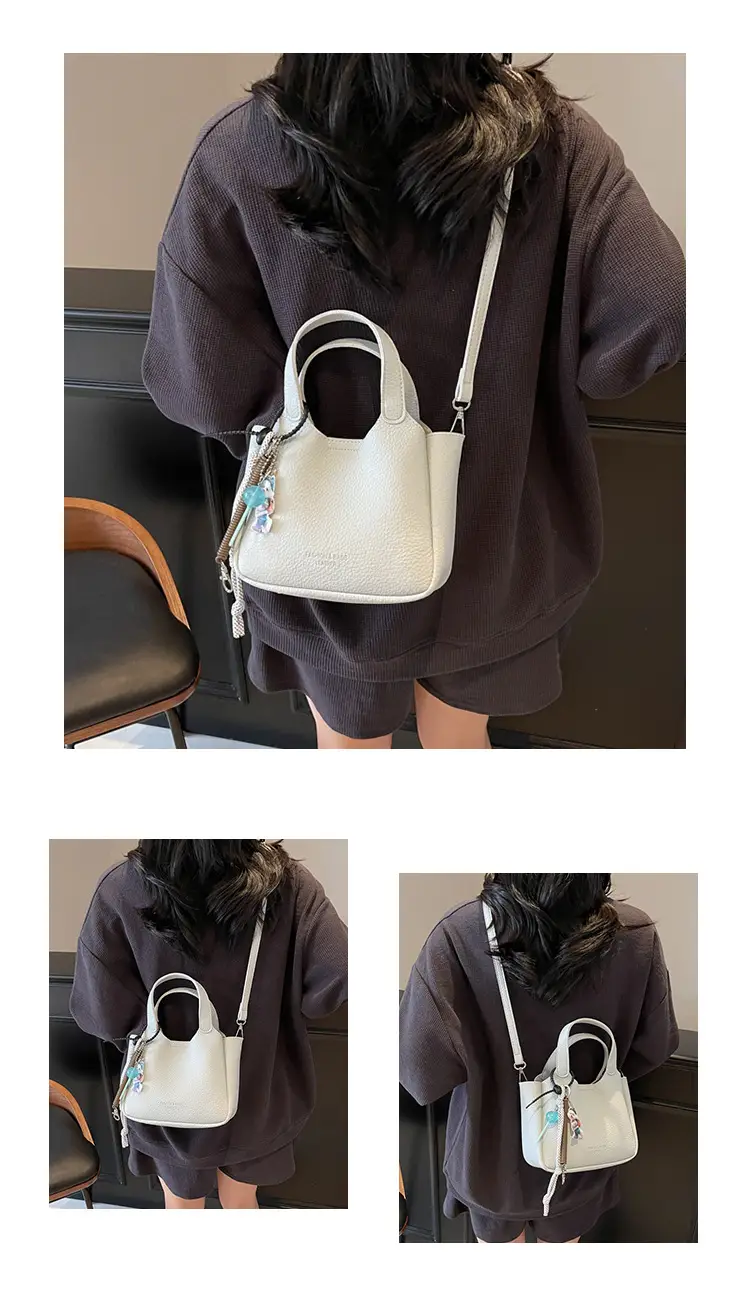 Women's Beige Crossbody Handbag with Keychain — feature 13