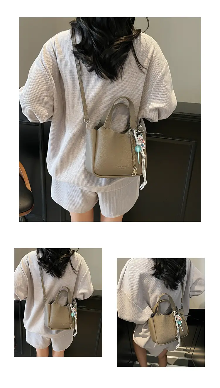 Women's Beige Crossbody Handbag with Keychain — feature 14