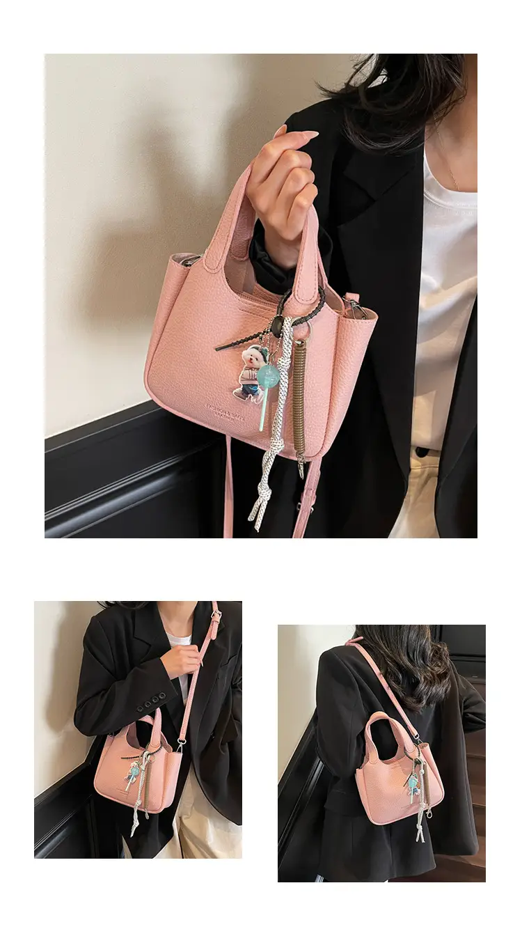 Women's Beige Crossbody Handbag with Keychain — feature 16