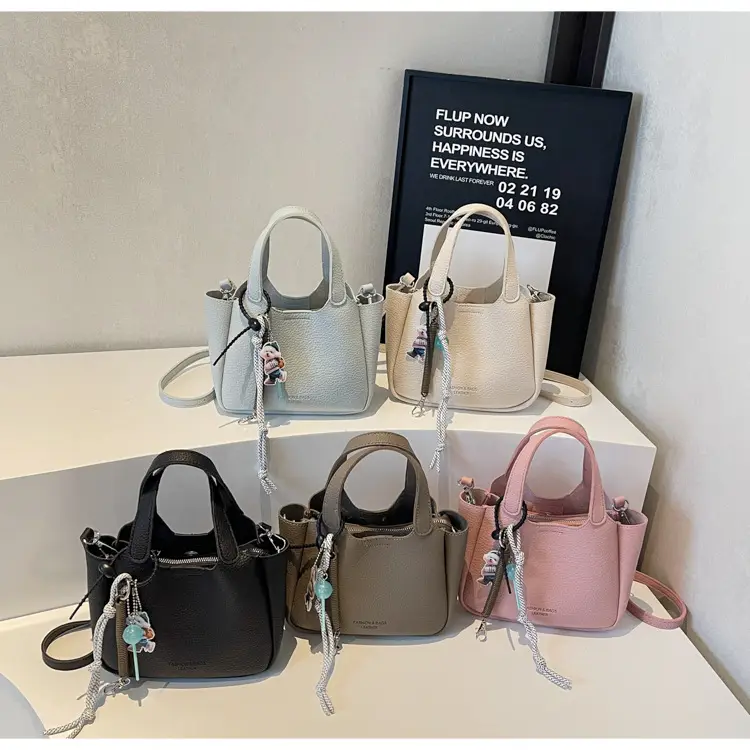 Women's Beige Crossbody Handbag with Keychain — feature 17