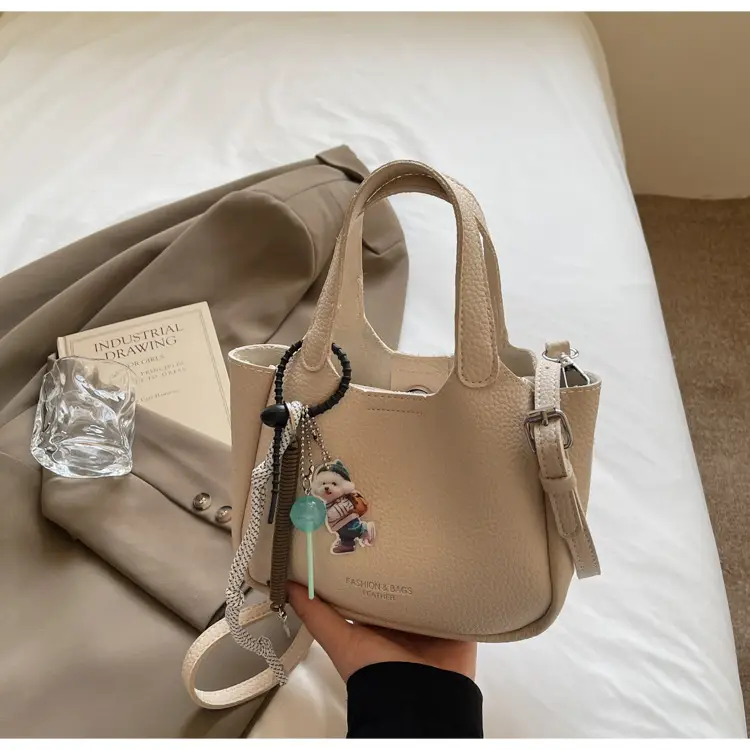 Women's Beige Crossbody Handbag with Keychain — feature 18