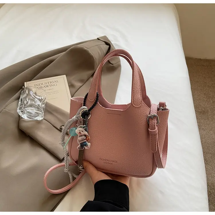 Women's Beige Crossbody Handbag with Keychain — feature 19