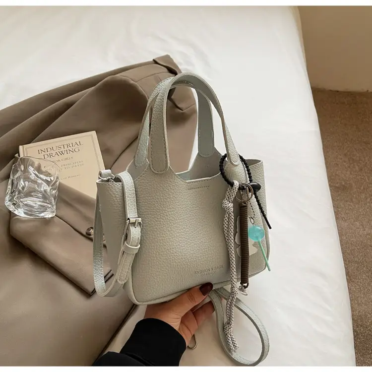 Women's Beige Crossbody Handbag with Keychain — feature 20