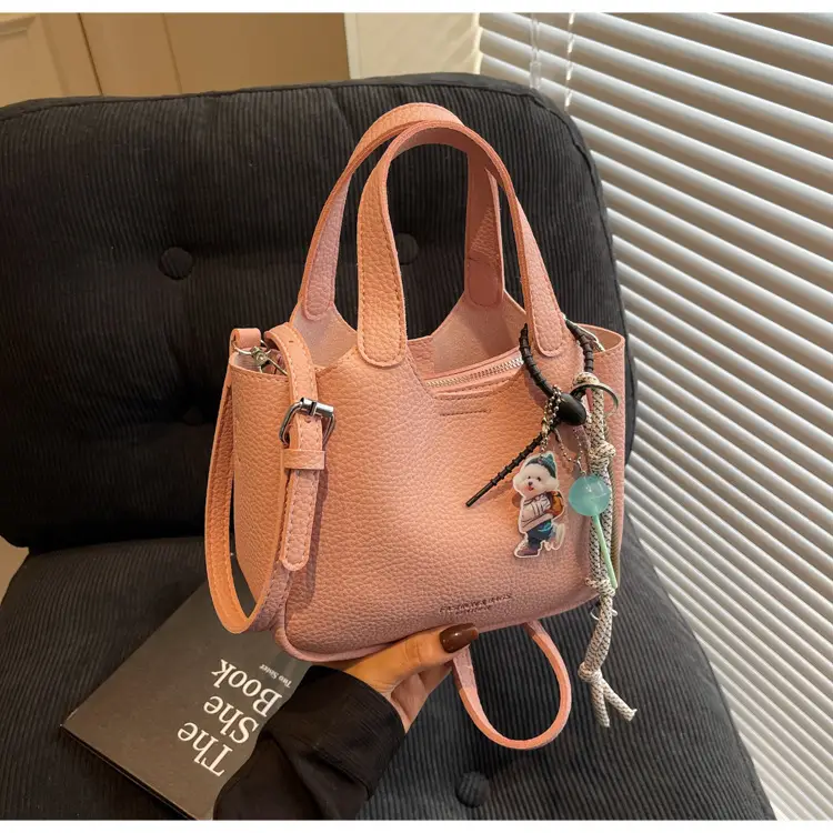 Women's Beige Crossbody Handbag with Keychain — feature 21