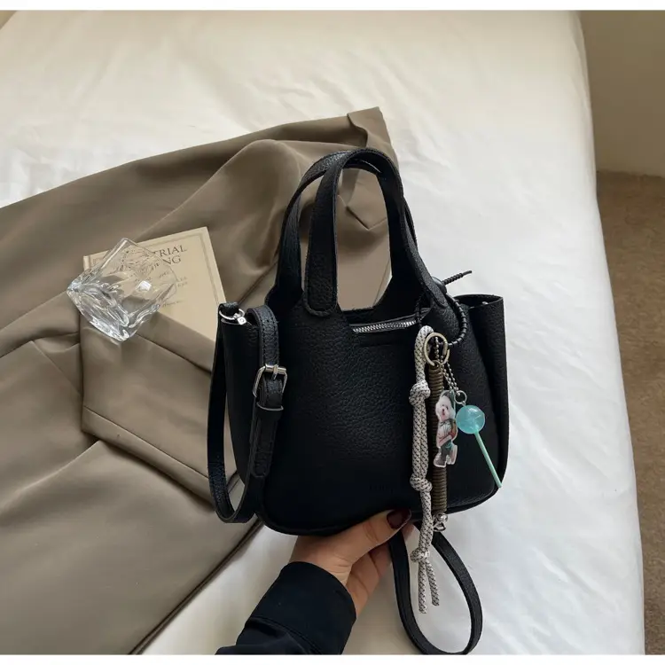 Women's Beige Crossbody Handbag with Keychain — feature 22