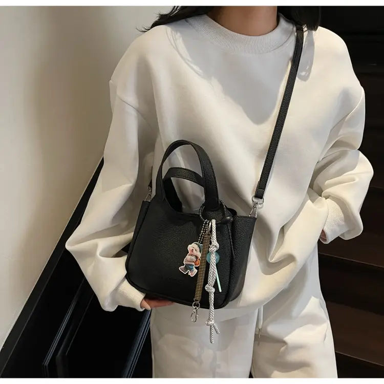 Women's Beige Crossbody Handbag with Keychain — feature 29