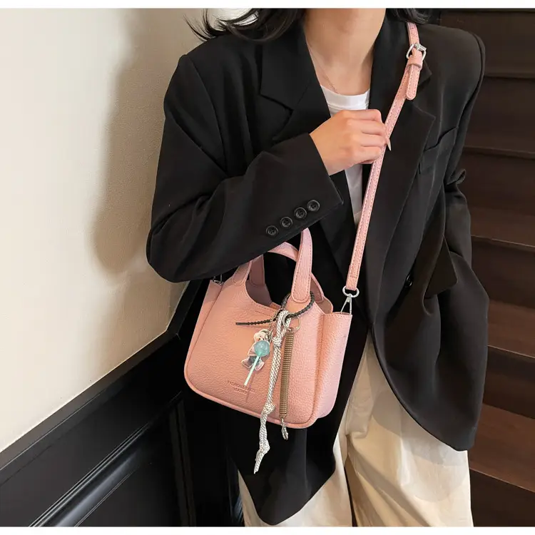 Women's Beige Crossbody Handbag with Keychain — feature 30