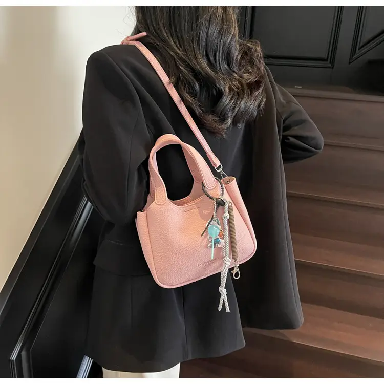 Women's Beige Crossbody Handbag with Keychain — feature 31
