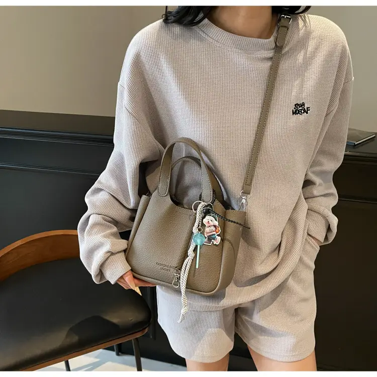 Women's Beige Crossbody Handbag with Keychain — feature 34