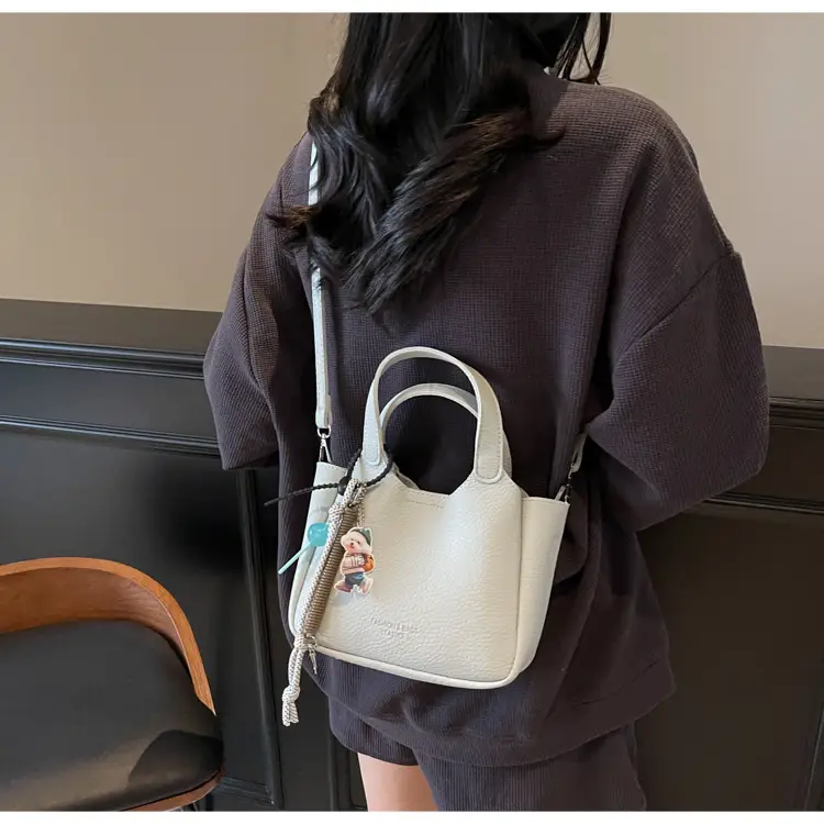 Women's Beige Crossbody Handbag with Keychain — feature 37