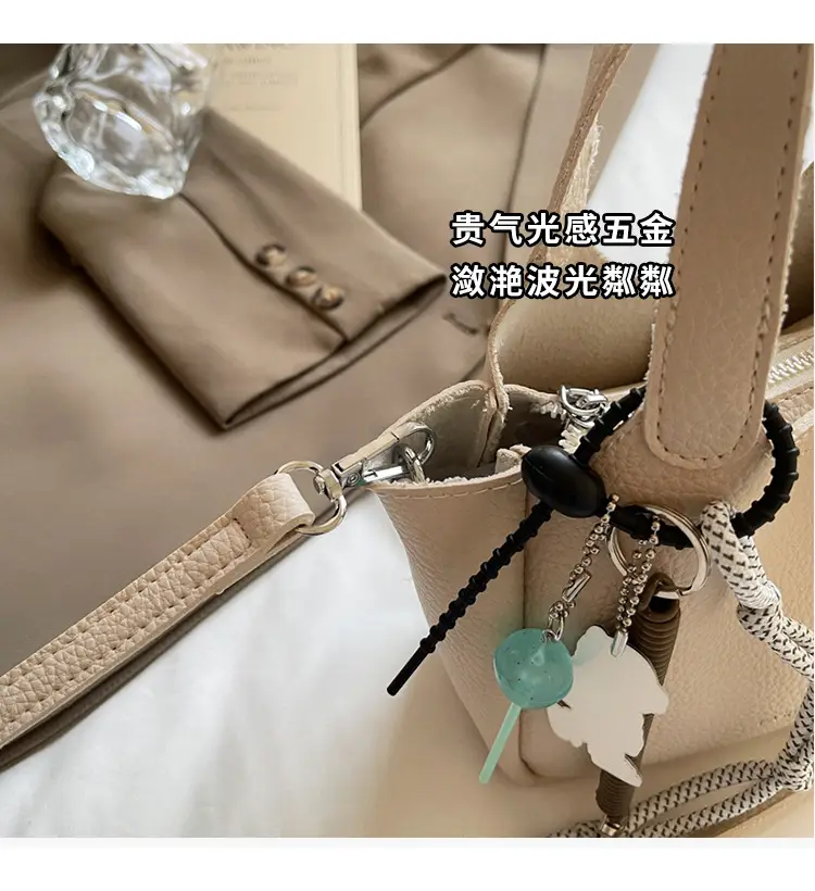Women's Beige Crossbody Handbag with Keychain — feature 5
