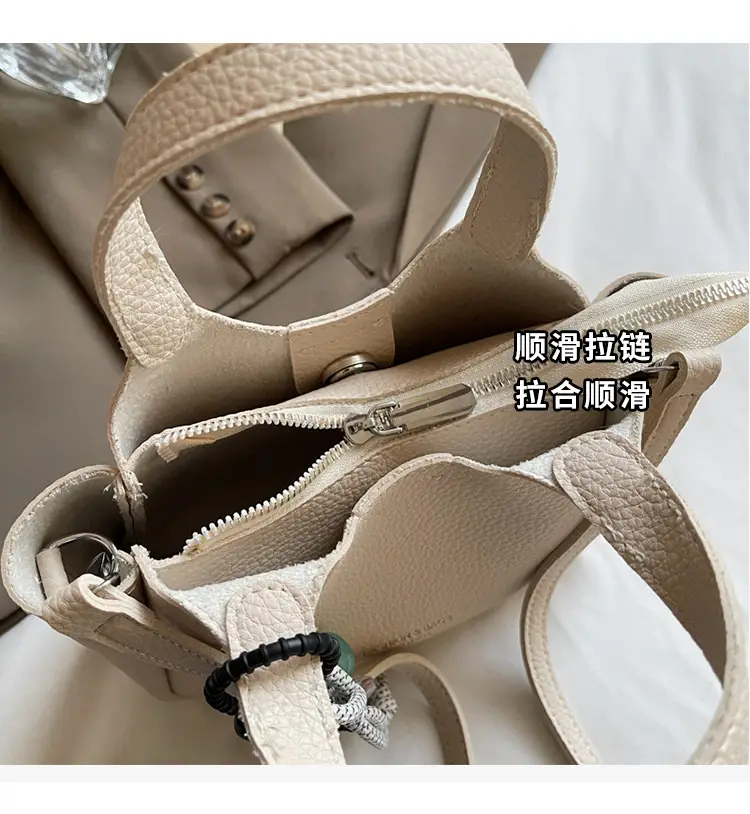 Women's Beige Crossbody Handbag with Keychain — feature 6