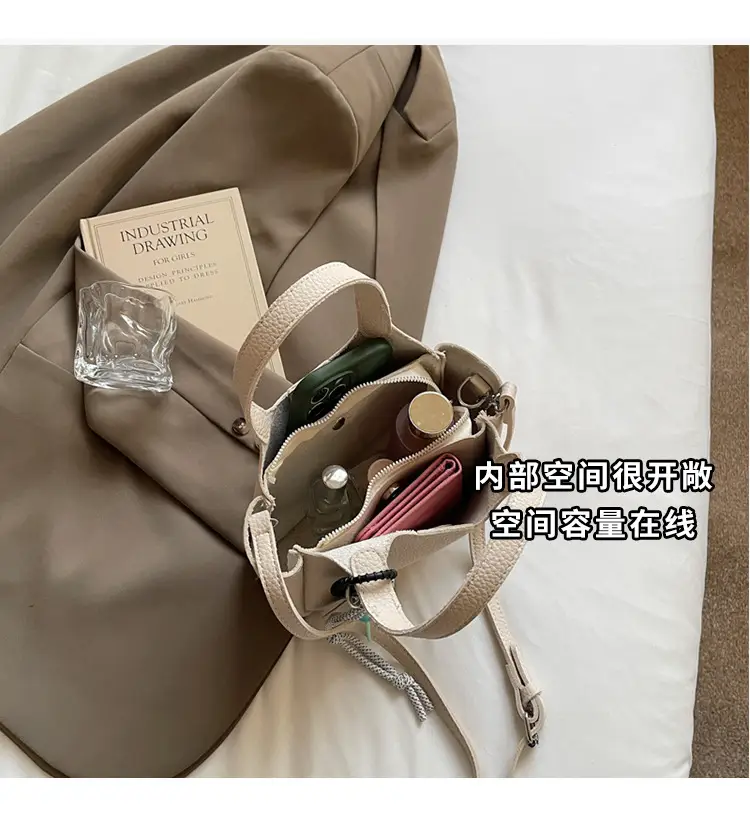 Women's Beige Crossbody Handbag with Keychain — feature 9