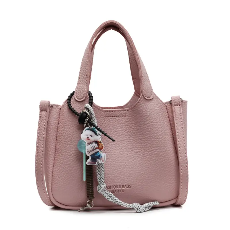 Women's Beige Crossbody Handbag with Keychain - Image 3
