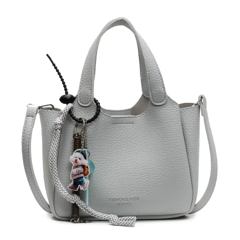 Women's Beige Crossbody Handbag with Keychain - Image 4