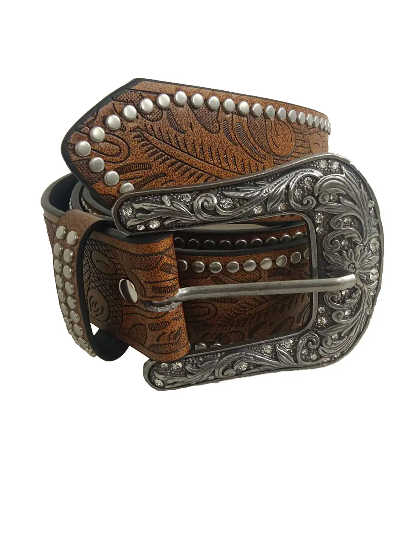 Women's Western Wind Carving Belt with Leather Strap — feature 1