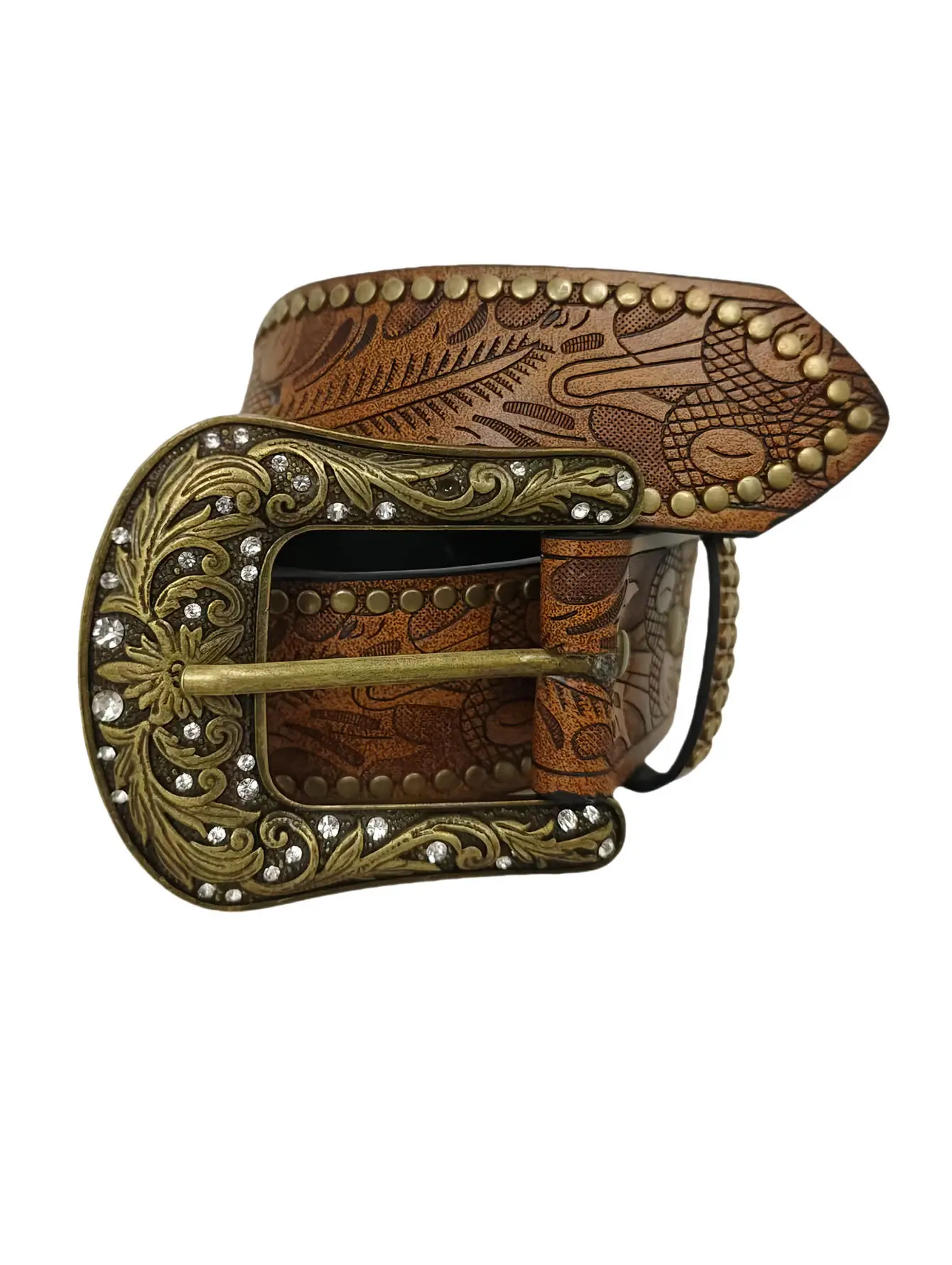 Women's Western Wind Carving Belt with Leather Strap — feature 2