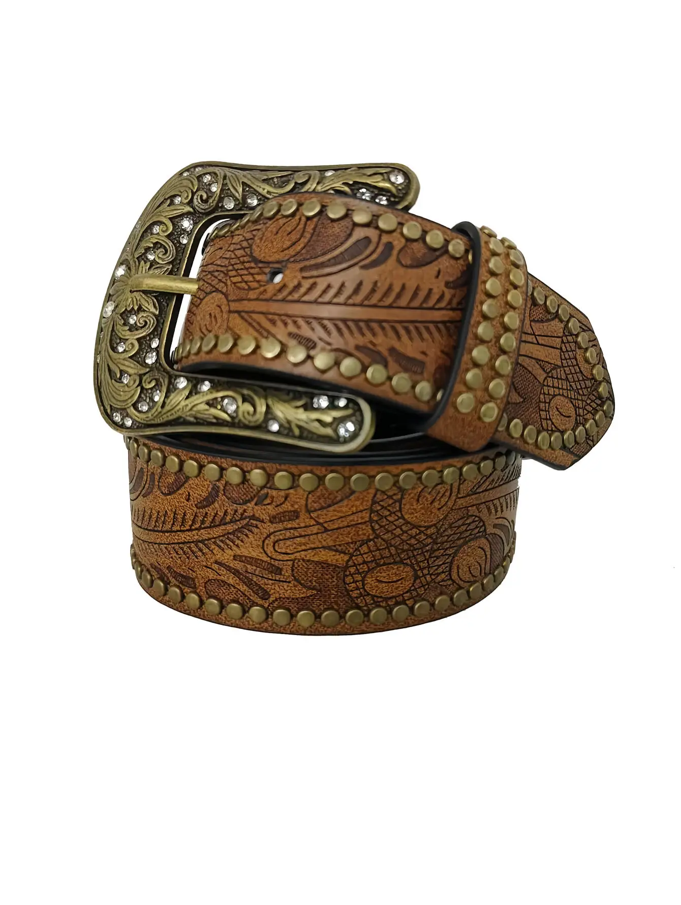 Women's Western Wind Carving Belt with Leather Strap — feature 3