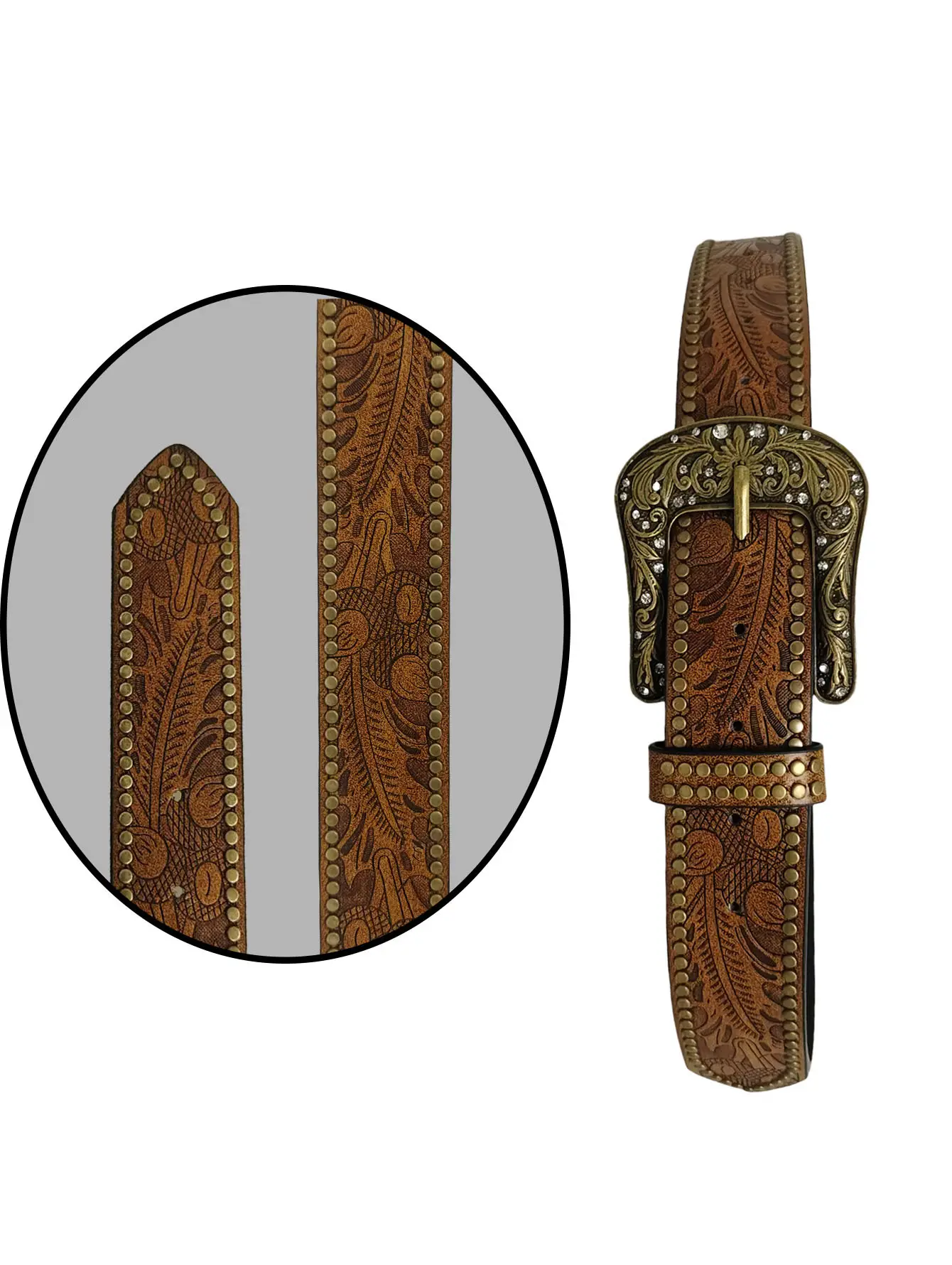 Women's Western Wind Carving Belt with Leather Strap — feature 5