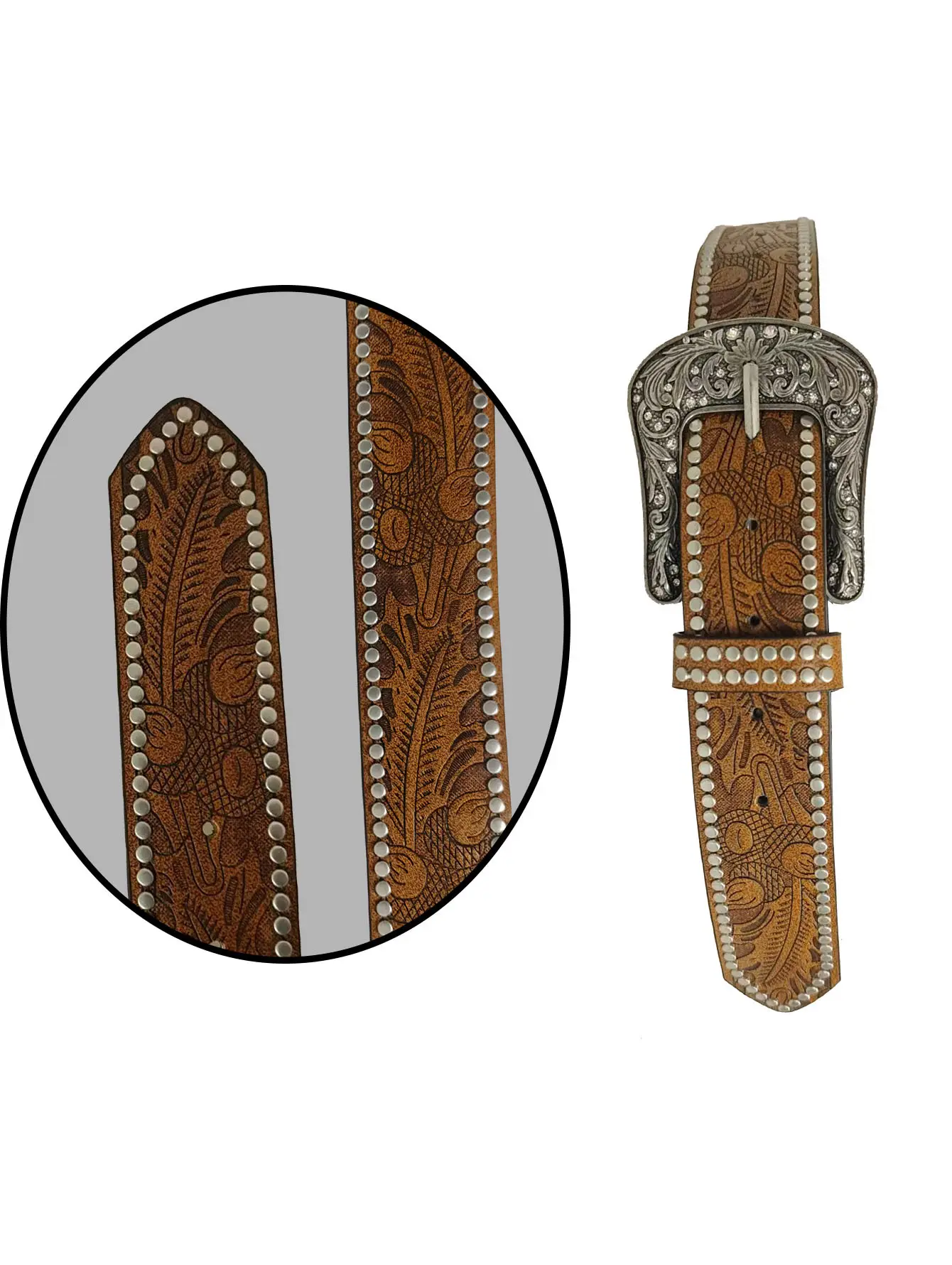 Women's Western Wind Carving Belt with Leather Strap — feature 6