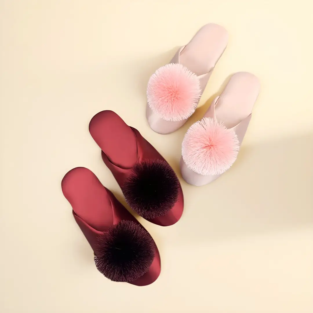 Spring and Autumn Silky Satin National Style Plaid Home Slippers Indoor Silent Anti-Slip Home Cotton Slippers Women's One Piece Dropshipping