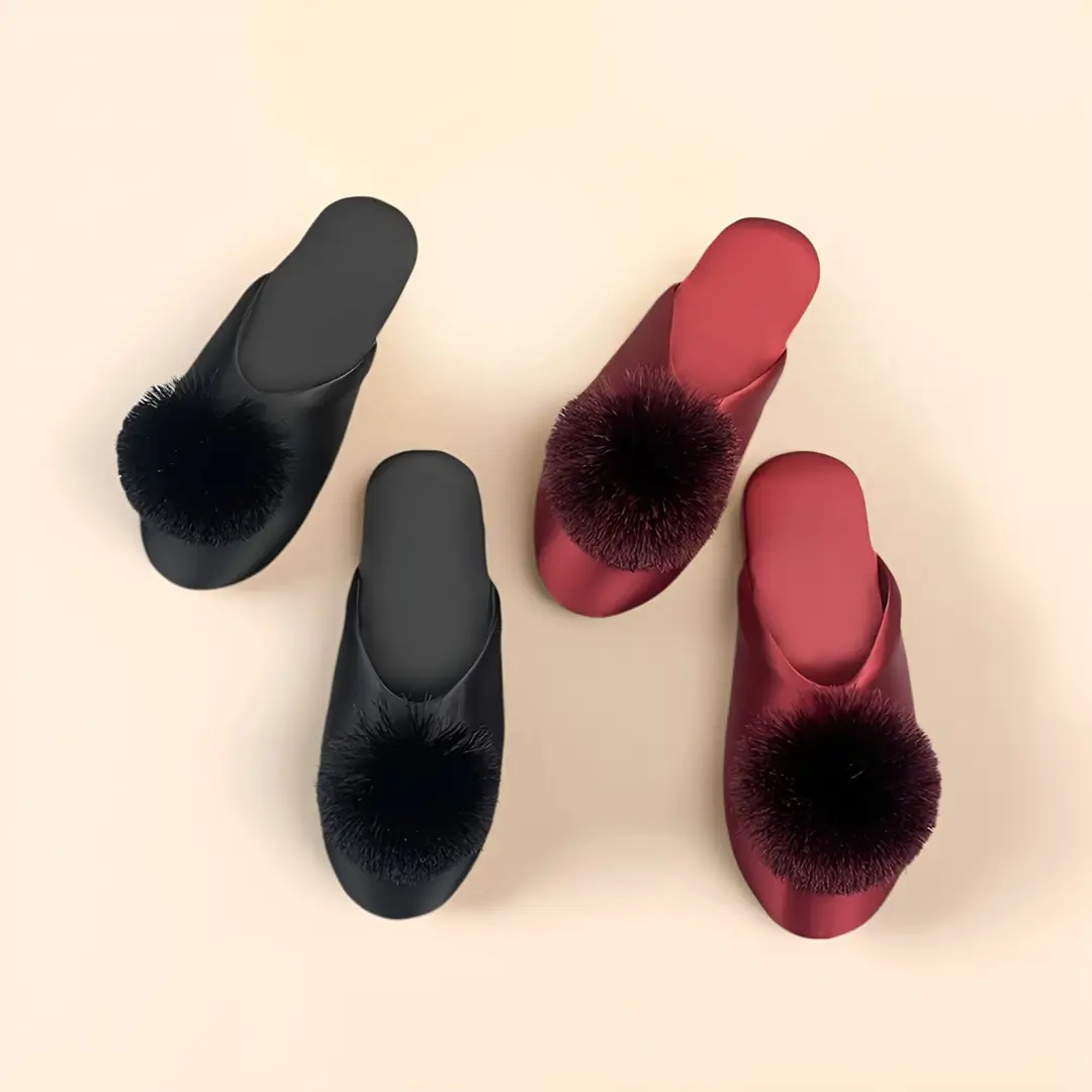 Spring and Autumn Silky Satin National Style Plaid Home Slippers Indoor Silent Anti-Slip Home Cotton Slippers Women's One Piece Dropshipping