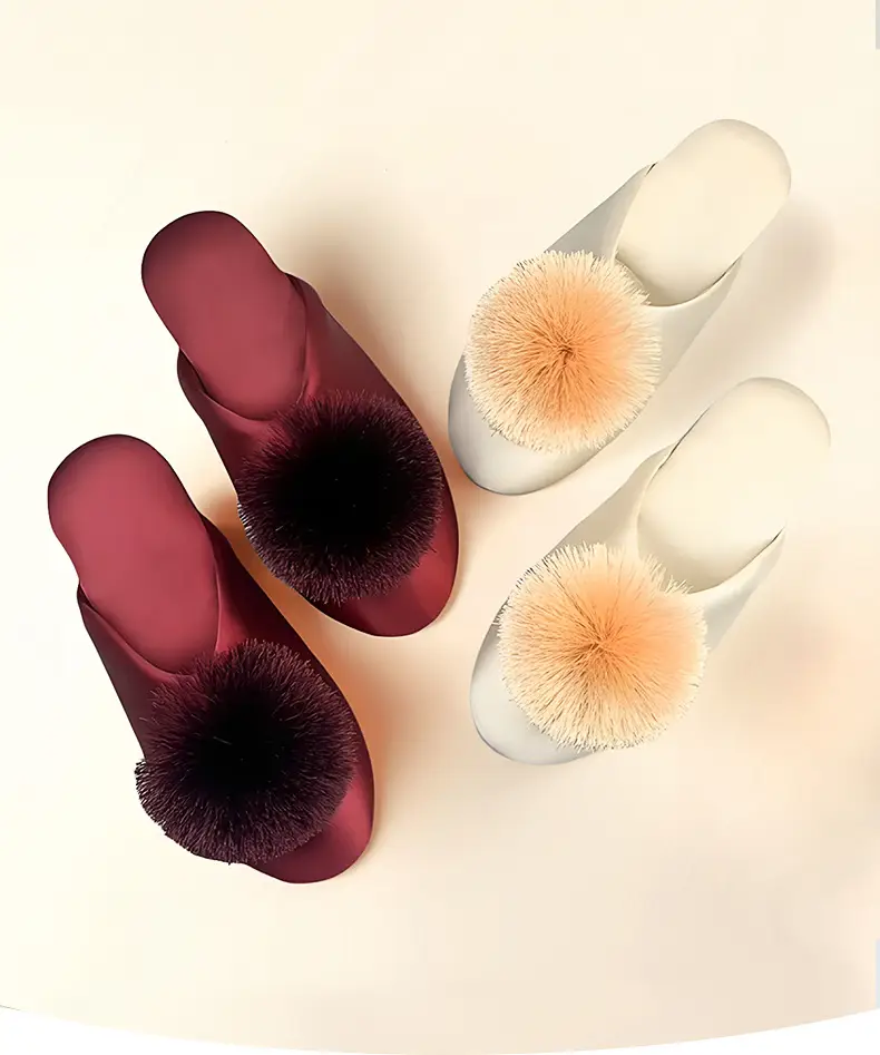 Spring and Autumn Silky Satin National Style Plaid Home Slippers Indoor Silent Anti-Slip Home Cotton Slippers Women's One Piece Dropshipping — feature 1