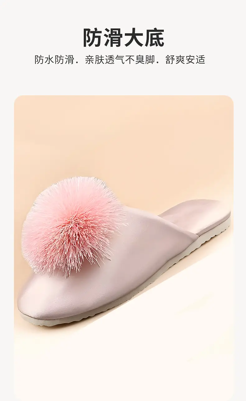 Spring and Autumn Silky Satin National Style Plaid Home Slippers Indoor Silent Anti-Slip Home Cotton Slippers Women's One Piece Dropshipping — feature 11
