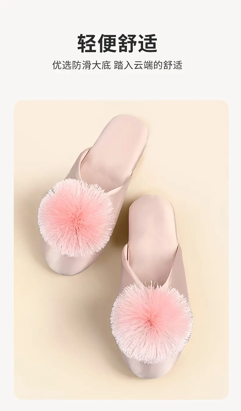 Spring and Autumn Silky Satin National Style Plaid Home Slippers Indoor Silent Anti-Slip Home Cotton Slippers Women's One Piece Dropshipping — feature 12