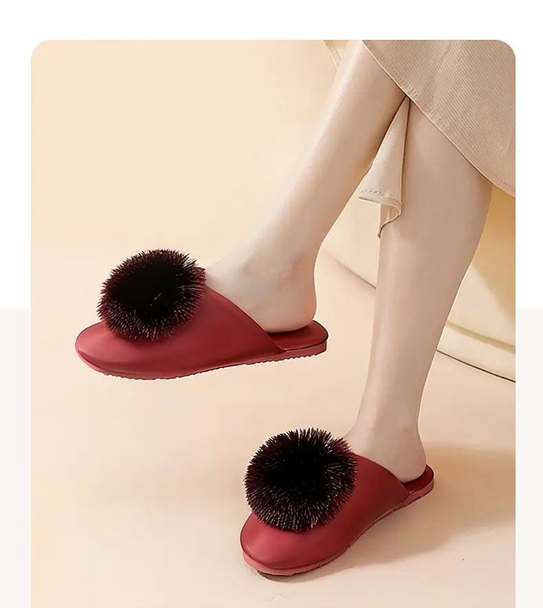Spring and Autumn Silky Satin National Style Plaid Home Slippers Indoor Silent Anti-Slip Home Cotton Slippers Women's One Piece Dropshipping — feature 14