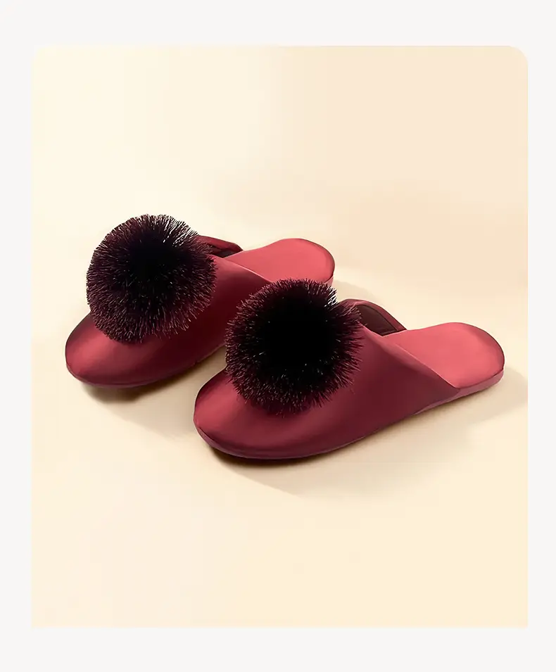 Spring and Autumn Silky Satin National Style Plaid Home Slippers Indoor Silent Anti-Slip Home Cotton Slippers Women's One Piece Dropshipping — feature 15