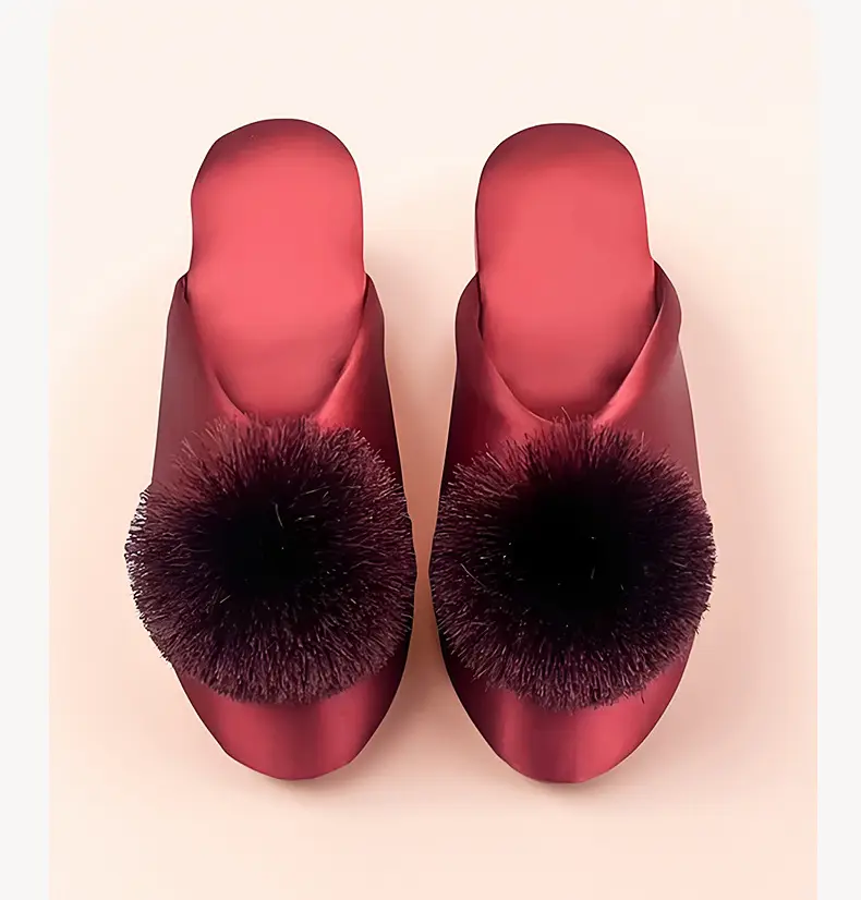 Spring and Autumn Silky Satin National Style Plaid Home Slippers Indoor Silent Anti-Slip Home Cotton Slippers Women's One Piece Dropshipping — feature 16