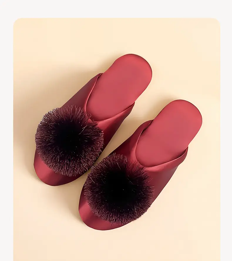 Spring and Autumn Silky Satin National Style Plaid Home Slippers Indoor Silent Anti-Slip Home Cotton Slippers Women's One Piece Dropshipping — feature 17
