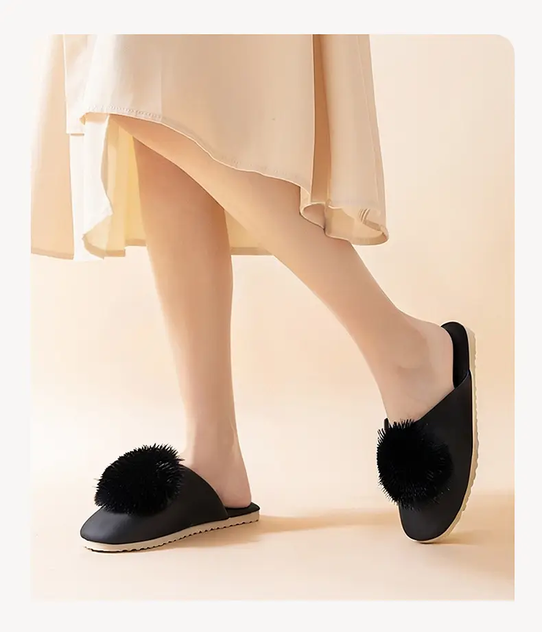 Spring and Autumn Silky Satin National Style Plaid Home Slippers Indoor Silent Anti-Slip Home Cotton Slippers Women's One Piece Dropshipping — feature 25