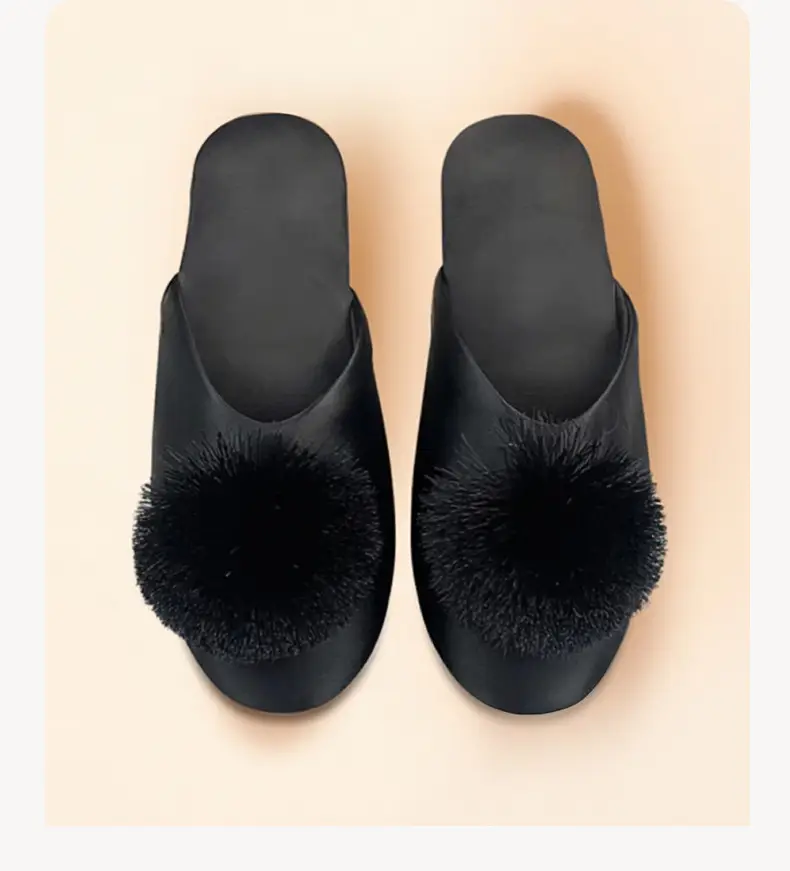 Spring and Autumn Silky Satin National Style Plaid Home Slippers Indoor Silent Anti-Slip Home Cotton Slippers Women's One Piece Dropshipping — feature 27
