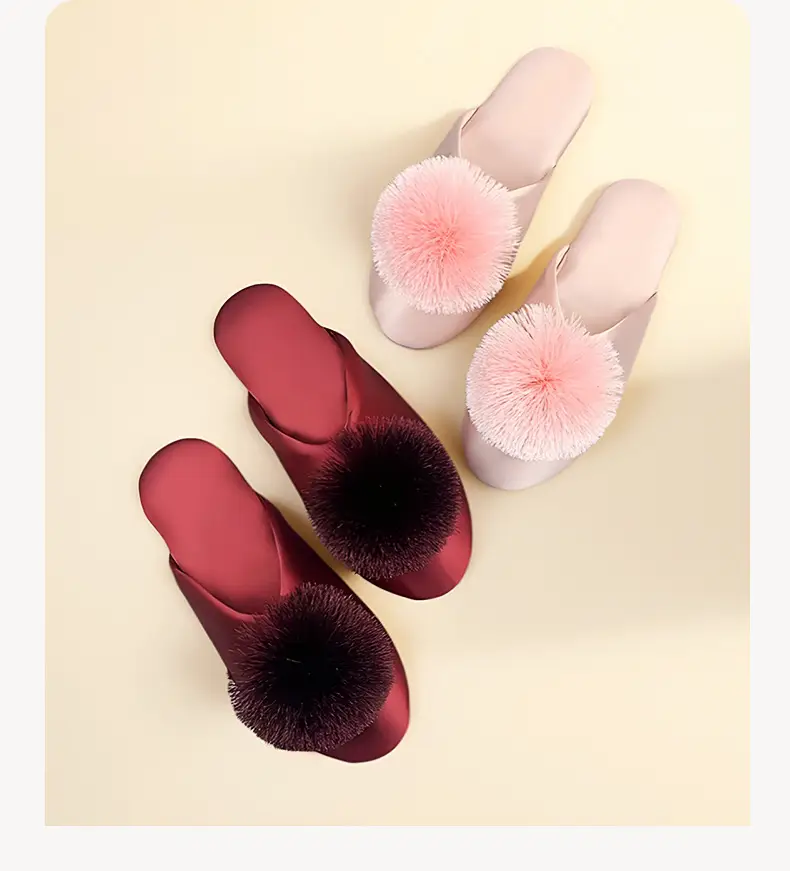 Spring and Autumn Silky Satin National Style Plaid Home Slippers Indoor Silent Anti-Slip Home Cotton Slippers Women's One Piece Dropshipping — feature 28